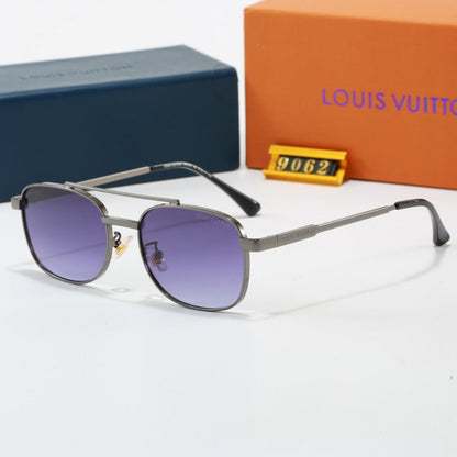 Louis vuitton Metal Double Bridge Square Sunglasses with Monogram Temples  9062 Square